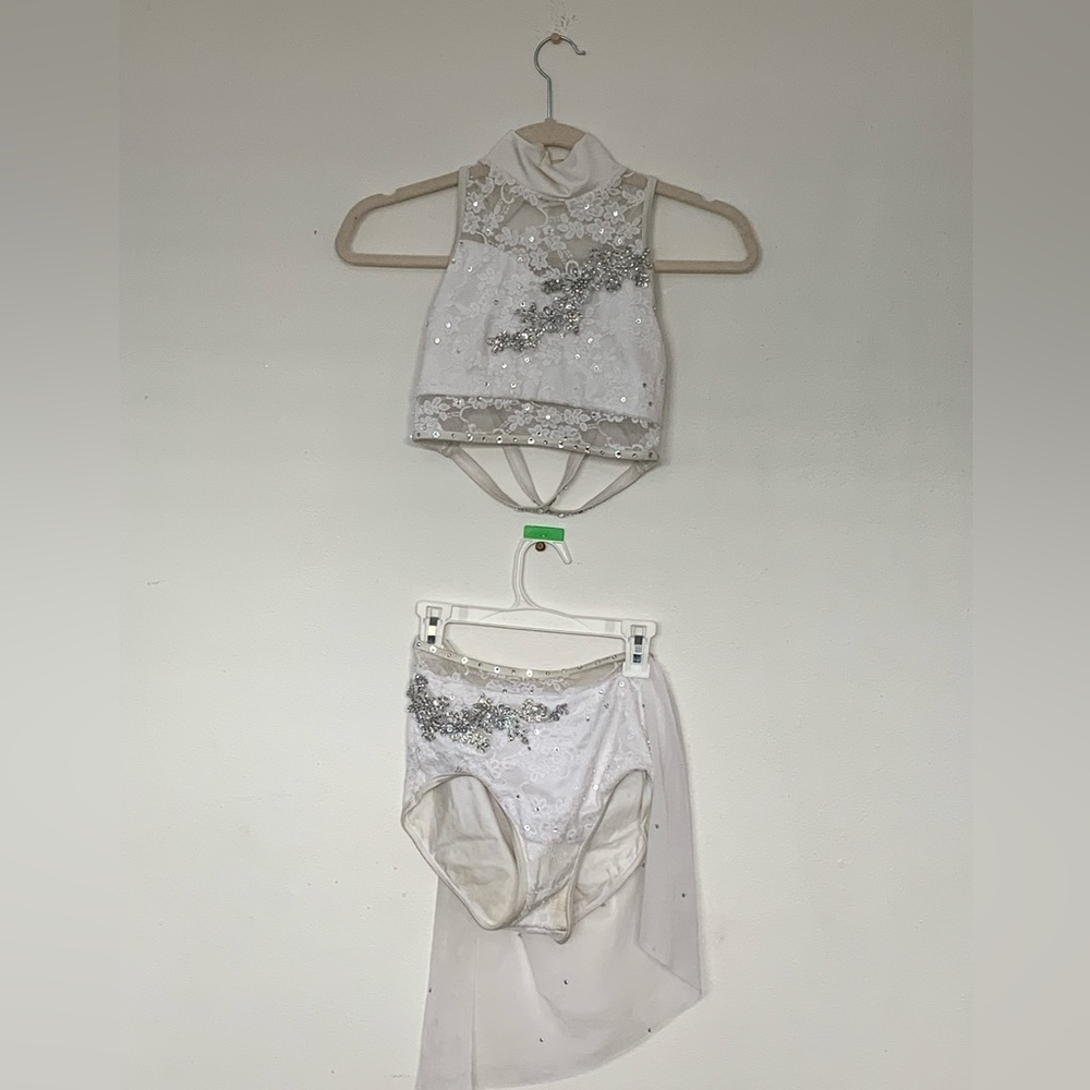 Rhinestoned 2 piece dance costume.